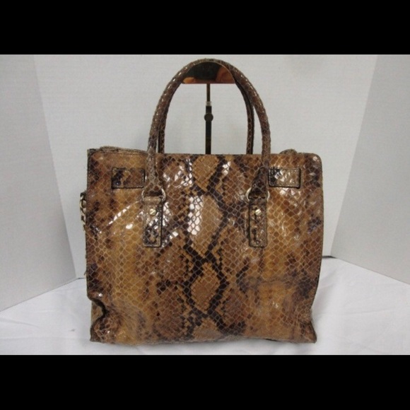 Michael Kors Brown Faux Snakeskin Leather Tote - Picture 2 of 6